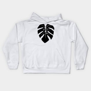 Black Monstera Leaf Kids Hoodie